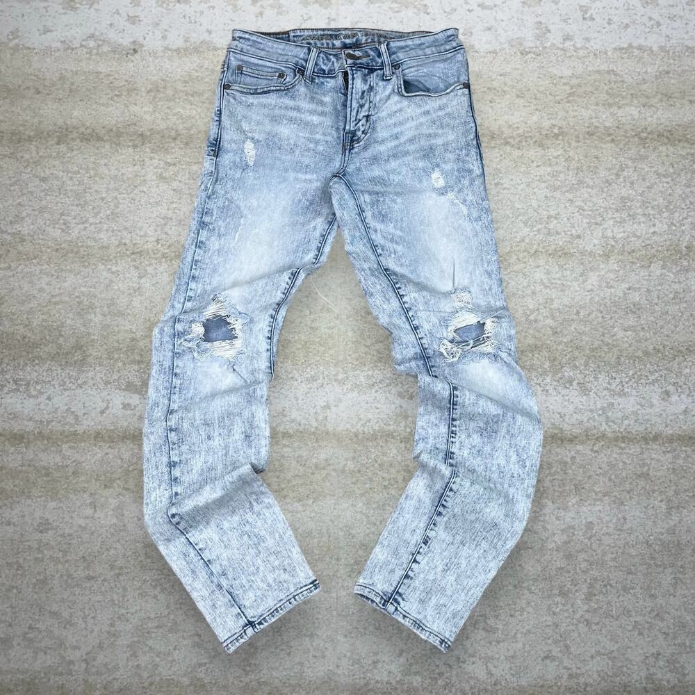 Vintage Y2K American Eagle Jeans 29x32 Skinny Fit Light Wash Denim Tan Logo - Picture 2 of 3